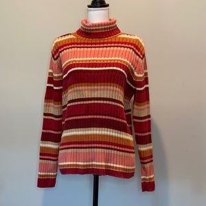 Cherokee Turtleneck Striped 100% Cotton Sweater